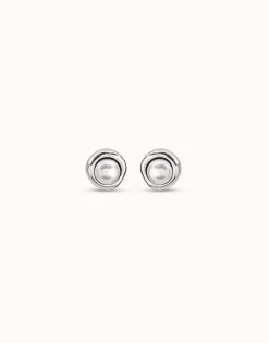 Pendientes con perla bañados en plata de ley