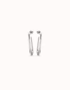 Pendientes de aro oval bañados en plata de ley