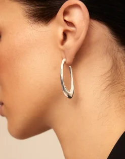 Pendientes de aro oval bañados en plata de ley
