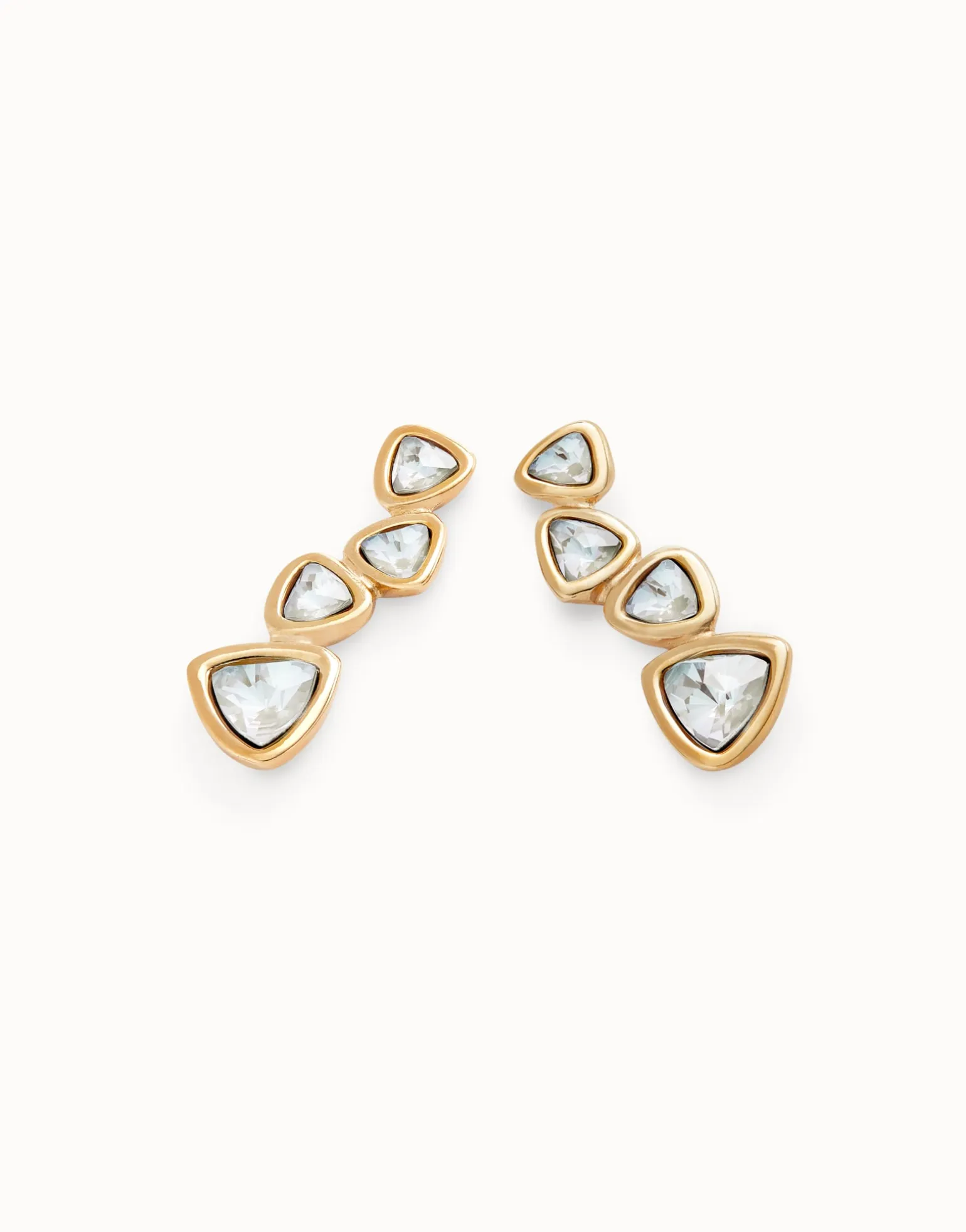 Pendientes largos bañados en oro 18k y 4 cristales multicolor