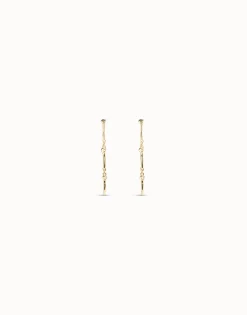 Pendientes largos bañados en oro de 18k con el icónico clavo de UNOde50