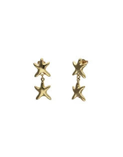 Pendientes largos con dos estrellas de mar