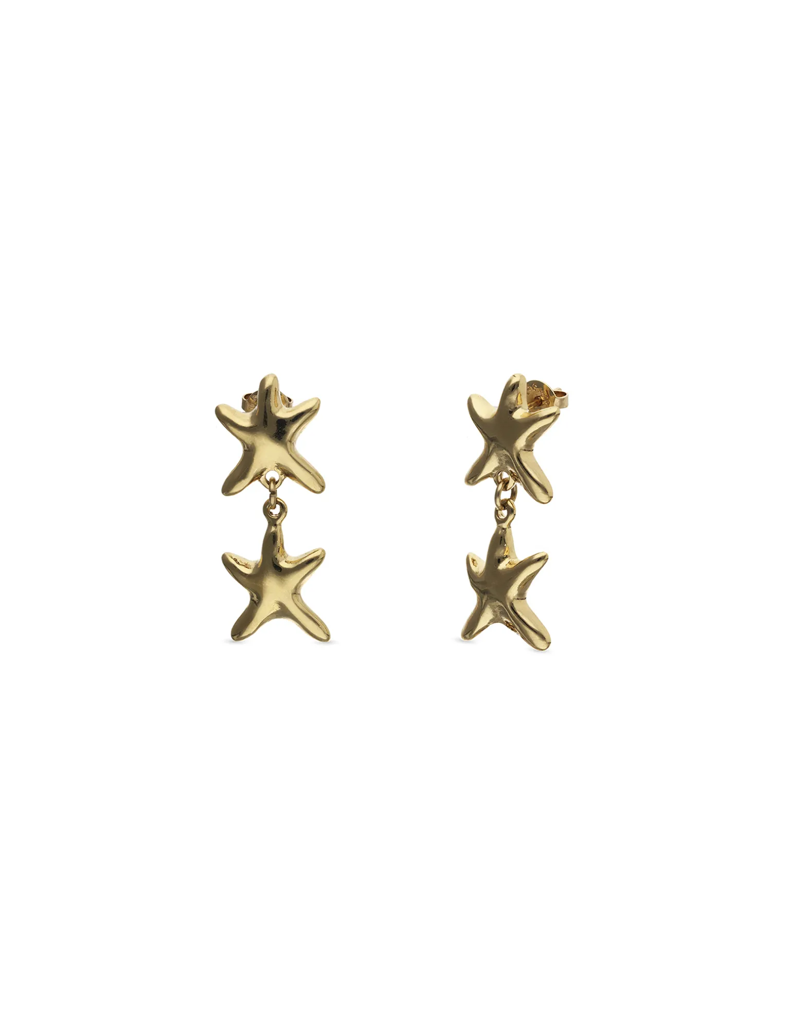 Pendientes largos con dos estrellas de mar