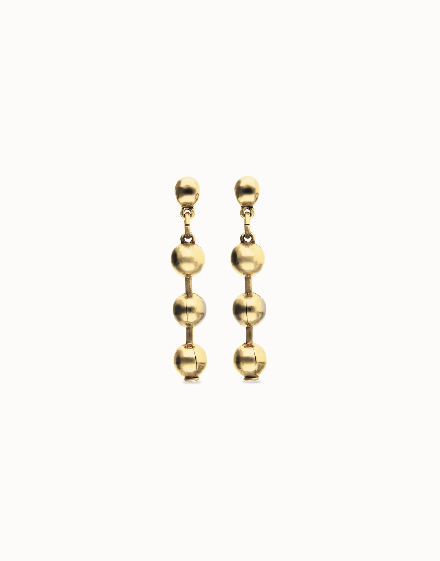 Pendientes largos de bolas bañados en oro 18k