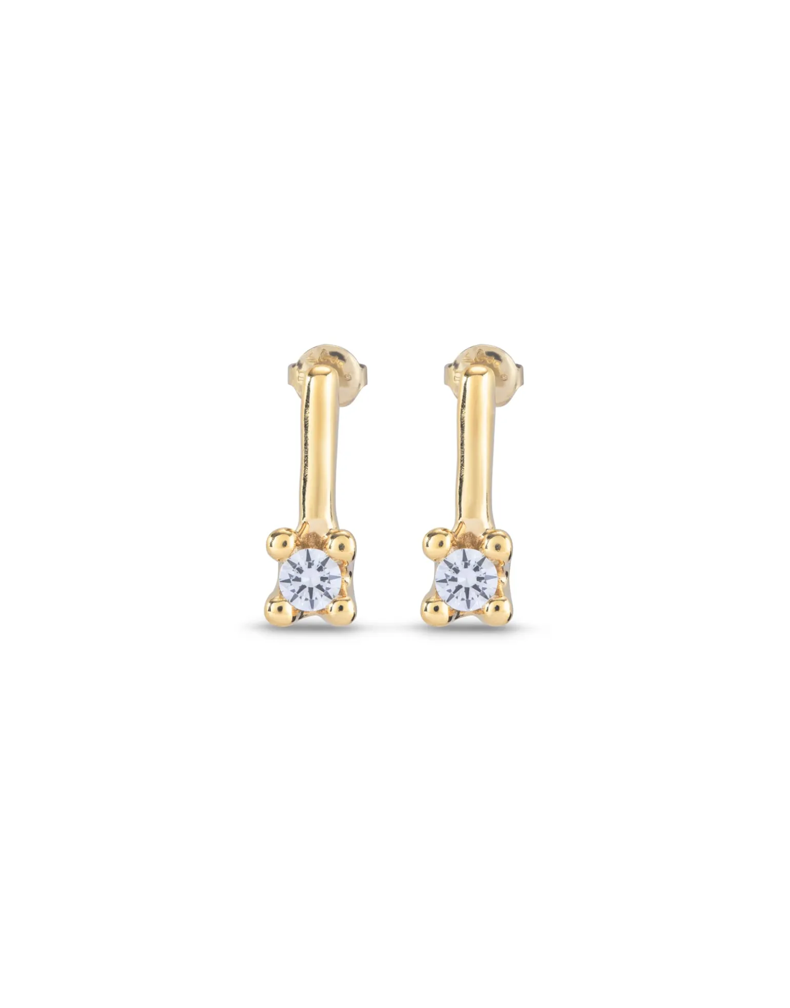 Pendientes medianos bañados en oro de 18K con circonita azul