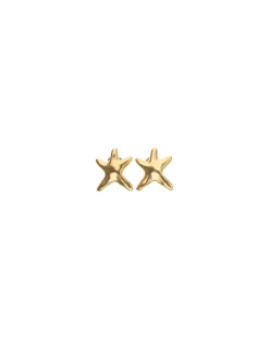 Pendientes pequeños bañado en oro estrellas de mar