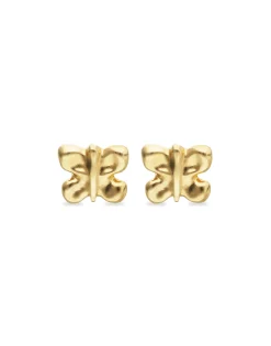Pendientes pequeños con forma de mariposa bañados en oro 18k
