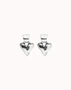 Pendientes pequeños de corazón bañado en plata de ley
