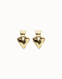 Pendientes pequeños de corazón bañado en oro 18k