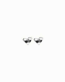 Pendientes tipo piercing de corazón bañados en plata de ley