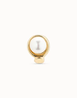 Piercing bañado en oro de 18k de círculo clavado y perla