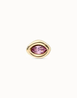 Piercing bañado en oro de 18k y un cristal morado