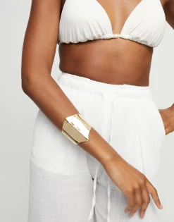 Pulsera ancha bañada en oro de 18k estructura mantarraya
