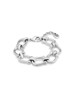 Pulsera bañada en plata con eslabones ovalados medianos