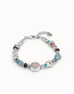 Pulsera bañada en plata de ley con piedras y cristales