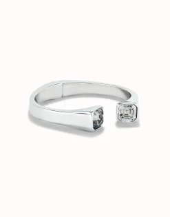Pulsera bañada en plata de ley con cristal blanco