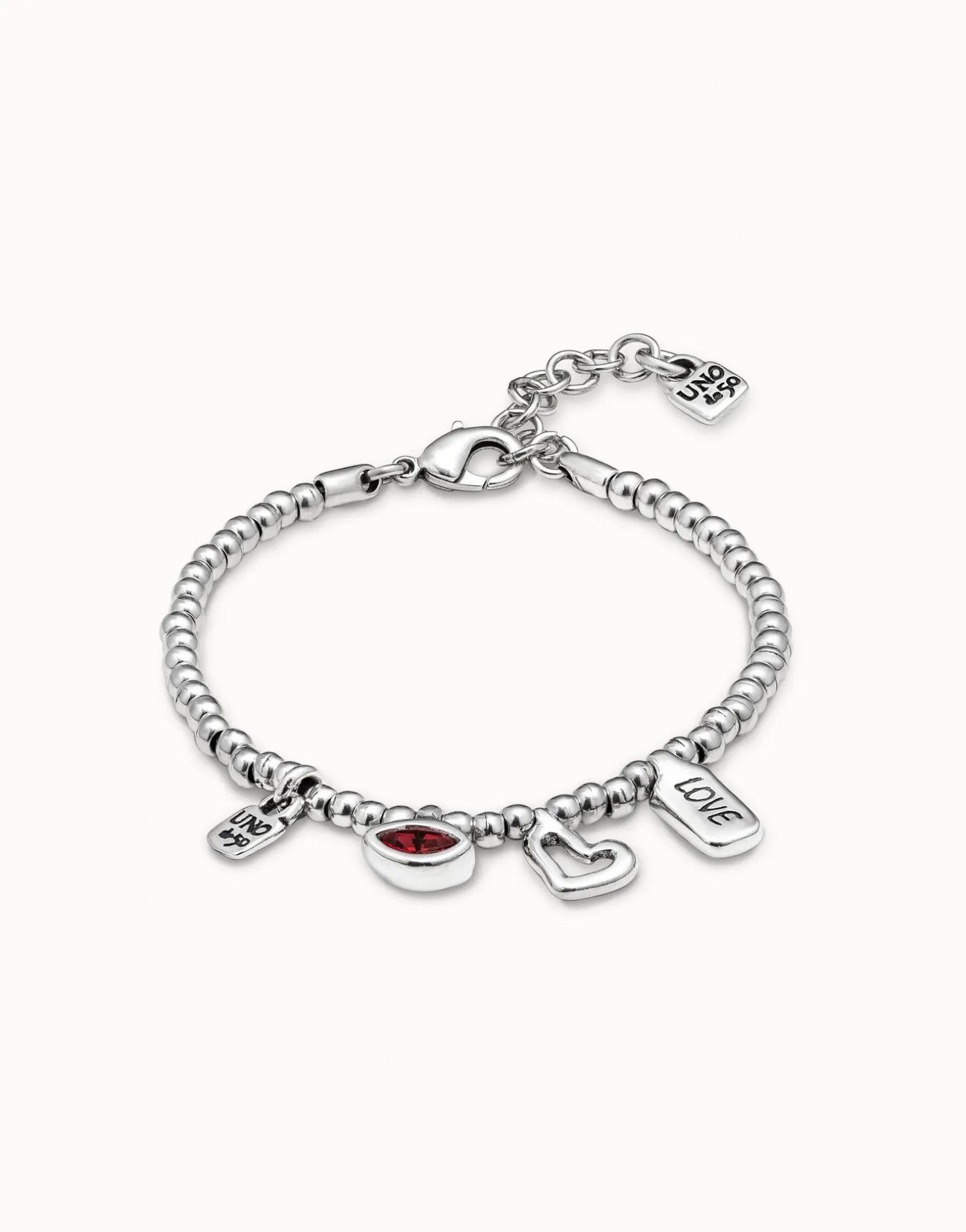 Pulsera bañada en plata de ley con cristal rojo mujer