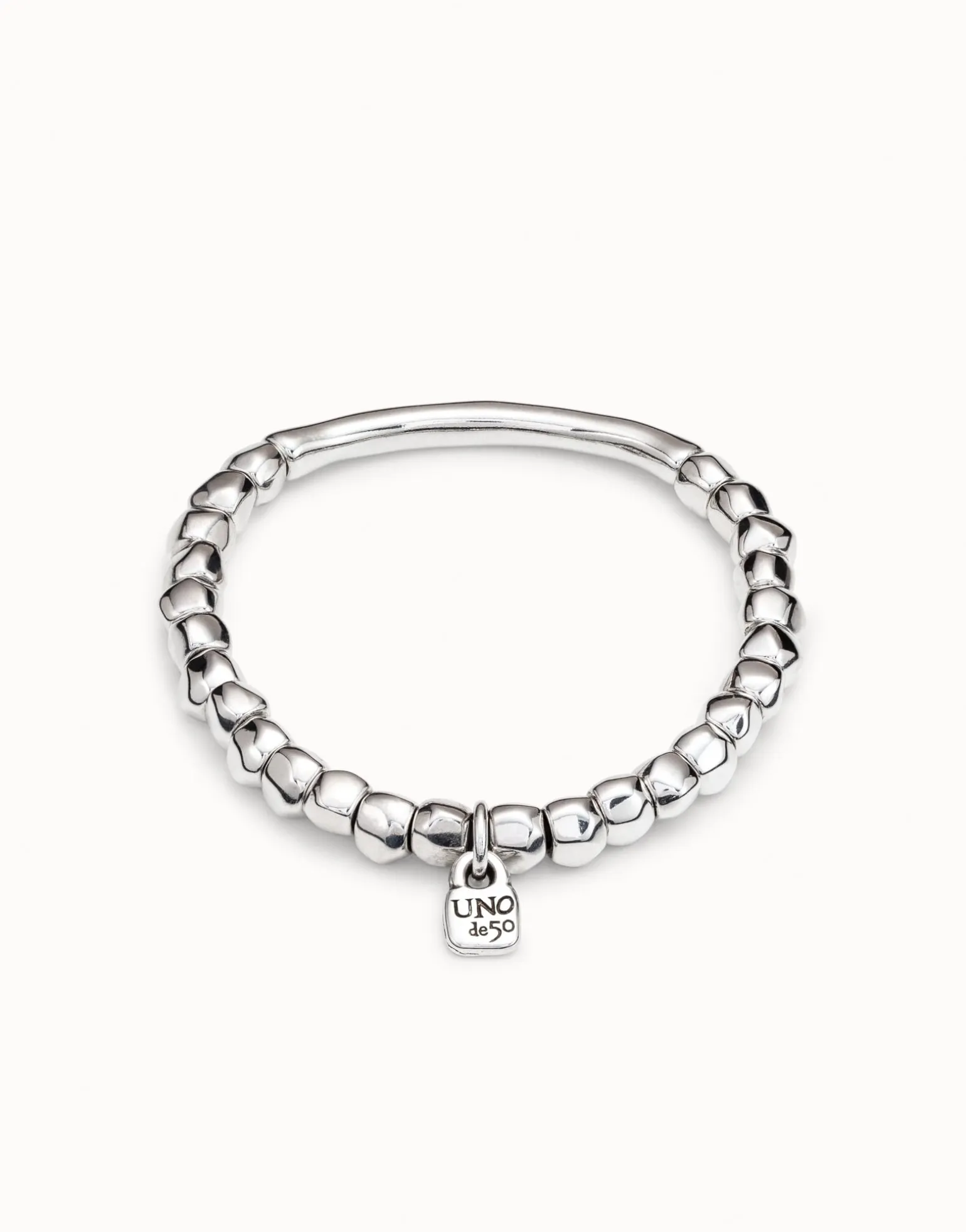 Pulsera bañada en plata de ley con pieza tubular