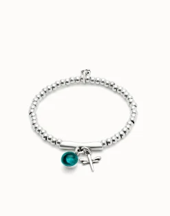 Pulsera bañada en plata de ley con cristal de murano y libélula