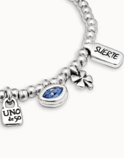 Pulsera bañada en plata de ley y cristal .