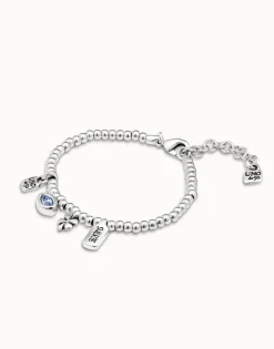 Pulsera bañada en plata de ley y cristal .