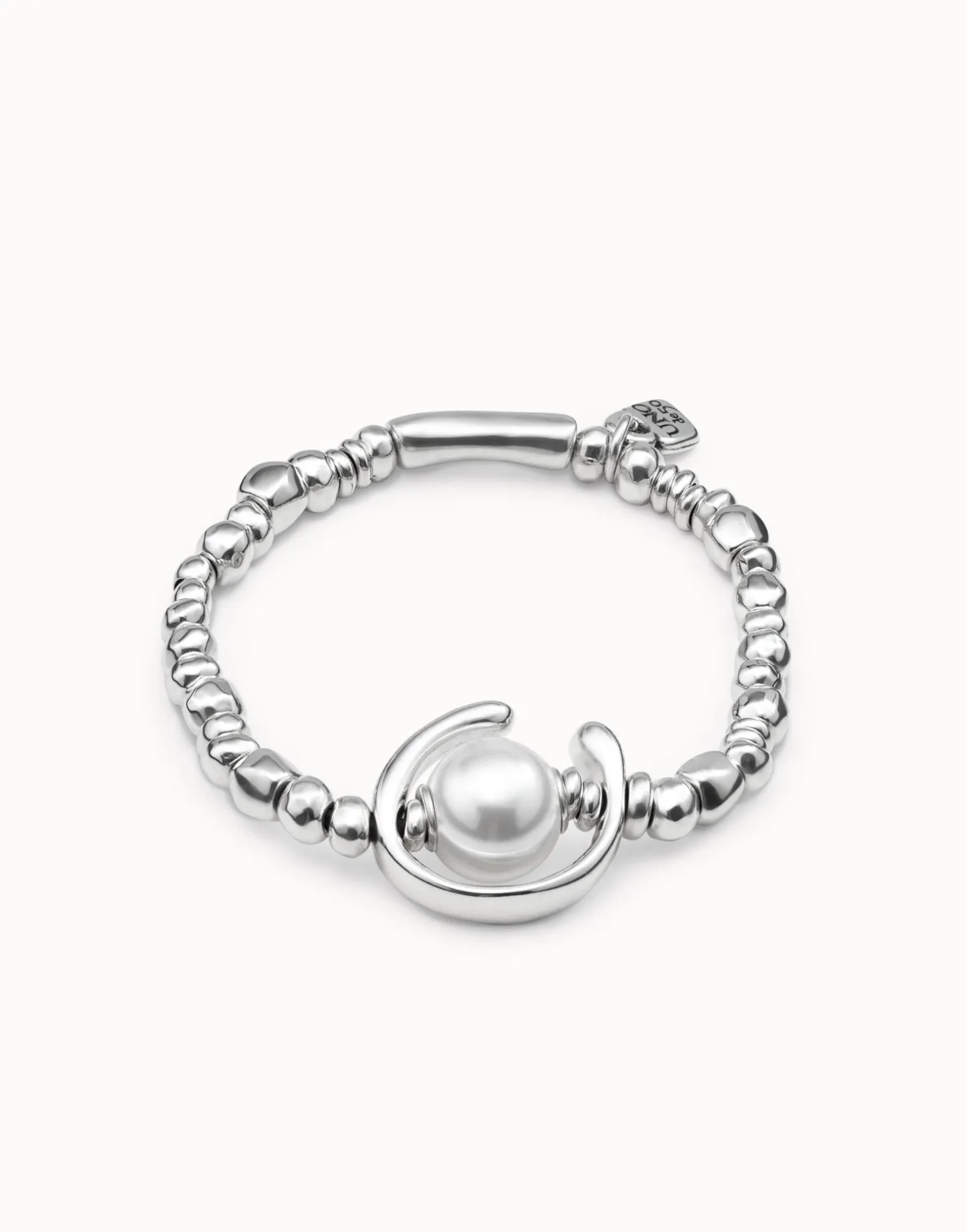 Pulsera bañado en plata de ley con perla blanca mujer