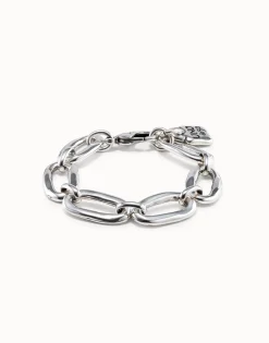 Pulsera bañado en plata de ley de eslabones gruesos