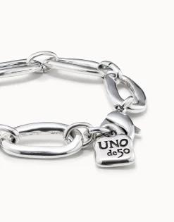 Pulsera bañado en plata de ley de eslabones gruesos