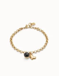 Pulsera cadena bañadas en oro 18k con charm corazón