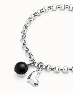 Pulsera cadena bañadas en plata de ley con charm corazón