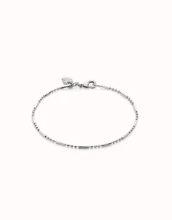 Pulsera con bolas y piezas alargadas bañada en plata de ley
