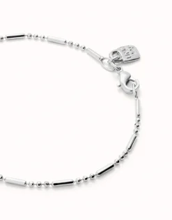 Pulsera con bolas y piezas alargadas bañada en plata de ley