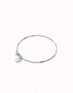 Pulsera con bolas y piezas alargadas bañada en plata de ley