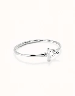 Pulsera con cierre frontal bañada en plata de ley con topacio blanco
