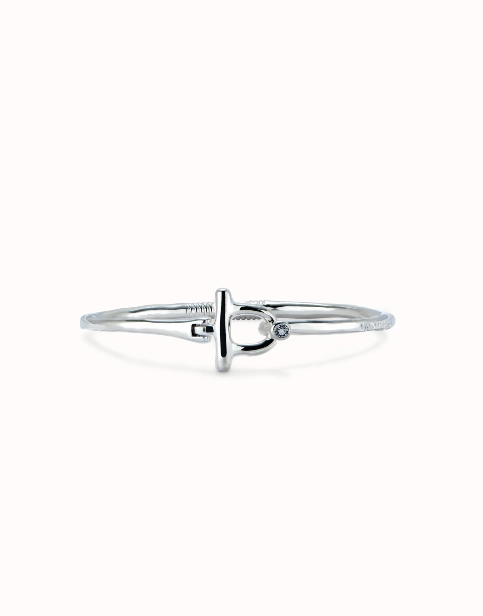 Pulsera con cierre frontal bañada en plata de ley con topacio blanco