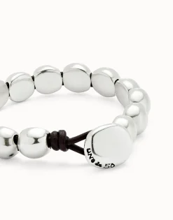 Pulsera con cuentas redondas pequeñas bañadas en plata de ley