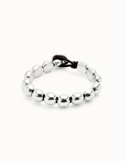 Pulsera con cuentas redondas pequeñas bañadas en plata de ley