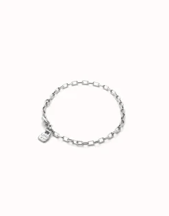 Pulsera con eslabones medianos bañada en plata de ley
