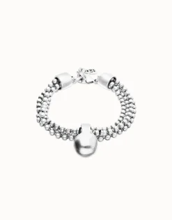 Pulsera con hilos plateados y esfera grande