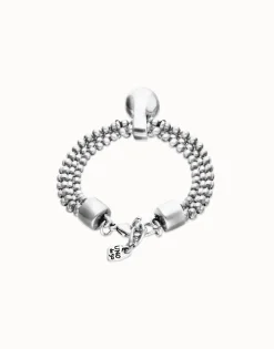 Pulsera con hilos plateados y esfera grande