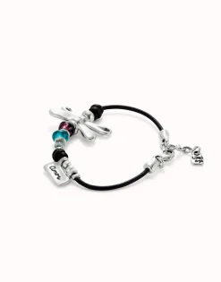 Pulsera con libélula bañada en plata de ley y cristales