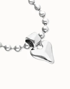 Pulsera de bolas bañada en plata de ley con detalle de corazón