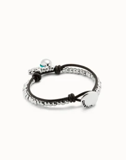 Pulsera de bolas bañadas en plata de ley con cristal de murano verde