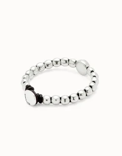 Pulsera de bolas bañadas en plata de ley y bola central de mayor tamaño