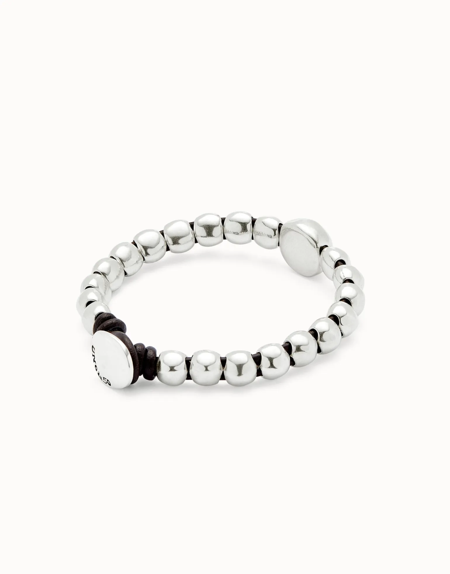 Pulsera de bolas bañadas en plata de ley y bola central de mayor tamaño