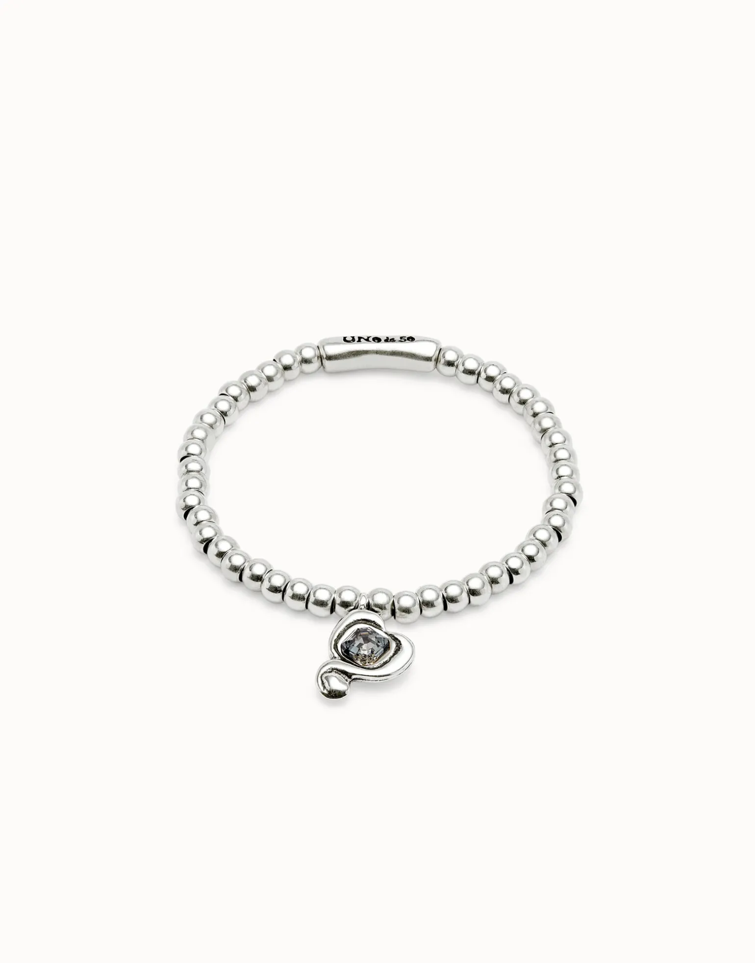 Pulsera de bolas bañadas en plata de ley con cristal negro