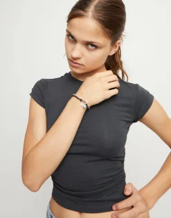 Pulsera de bolas bañadas en plata de ley con cristal de murano turquesa
