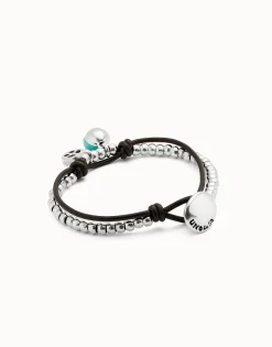 Pulsera de bolas bañadas en plata de ley con cristal de murano turquesa