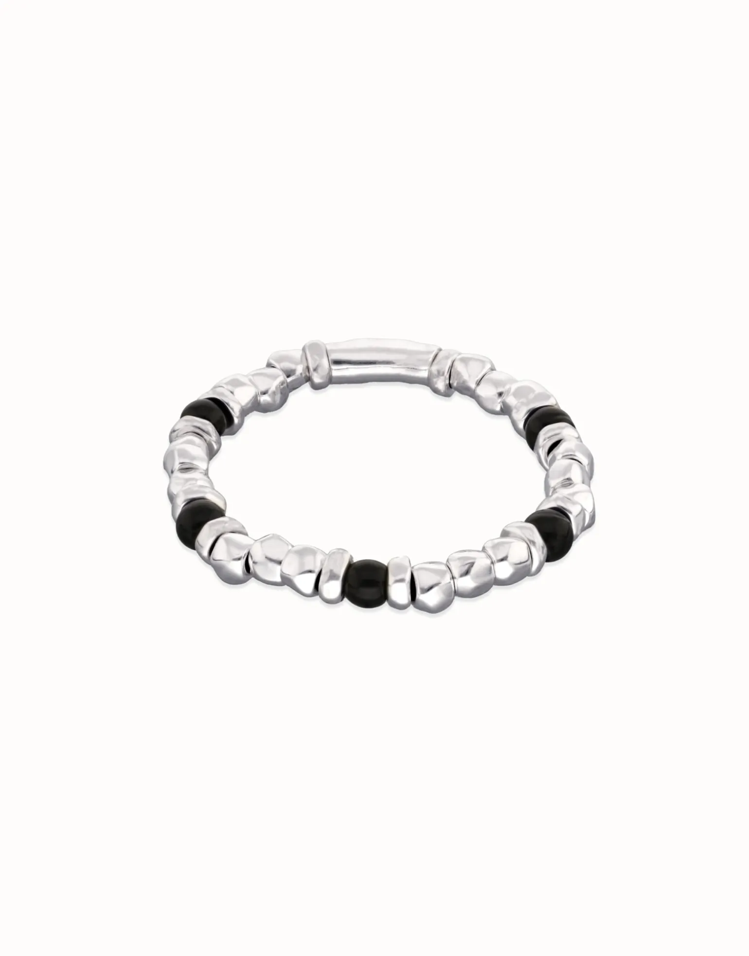 Pulsera de bolas con cuentas en plata y cristal de murano negro
