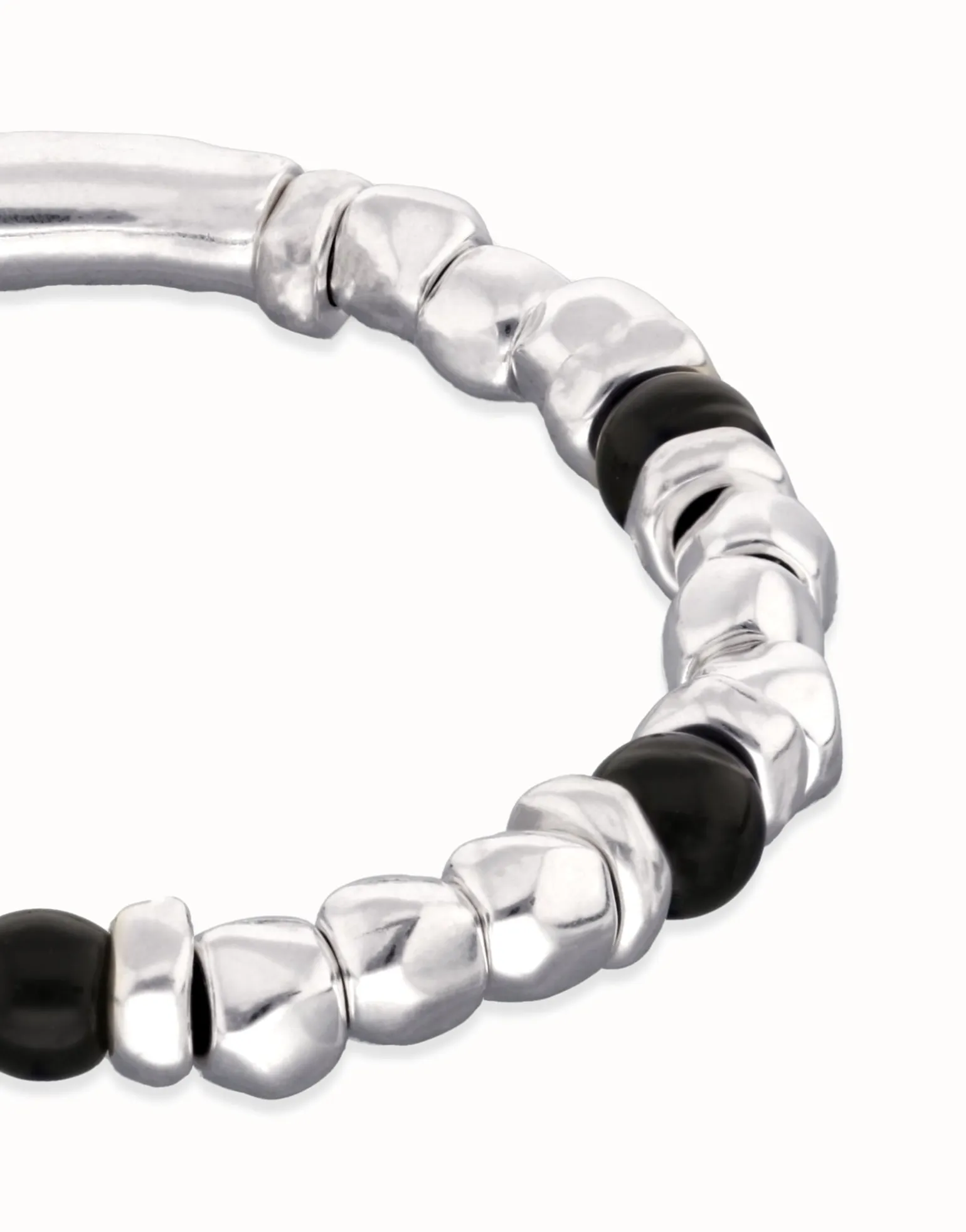 Pulsera de bolas con cuentas en plata y cristal de murano negro